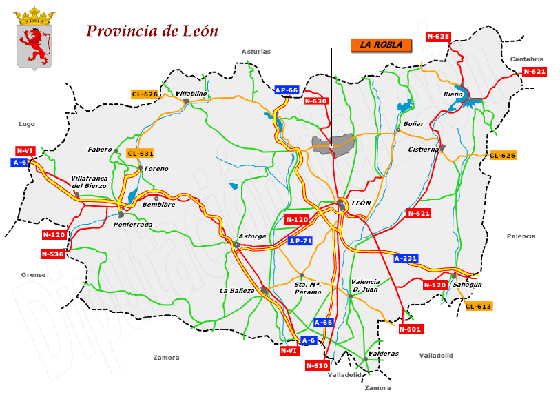 Mapa de la provincia de León