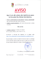 Plazo de Matrícula de la Escuela Municipal de Música
