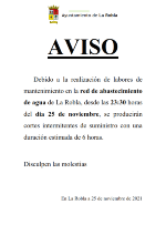 AVISO: Corte de agua